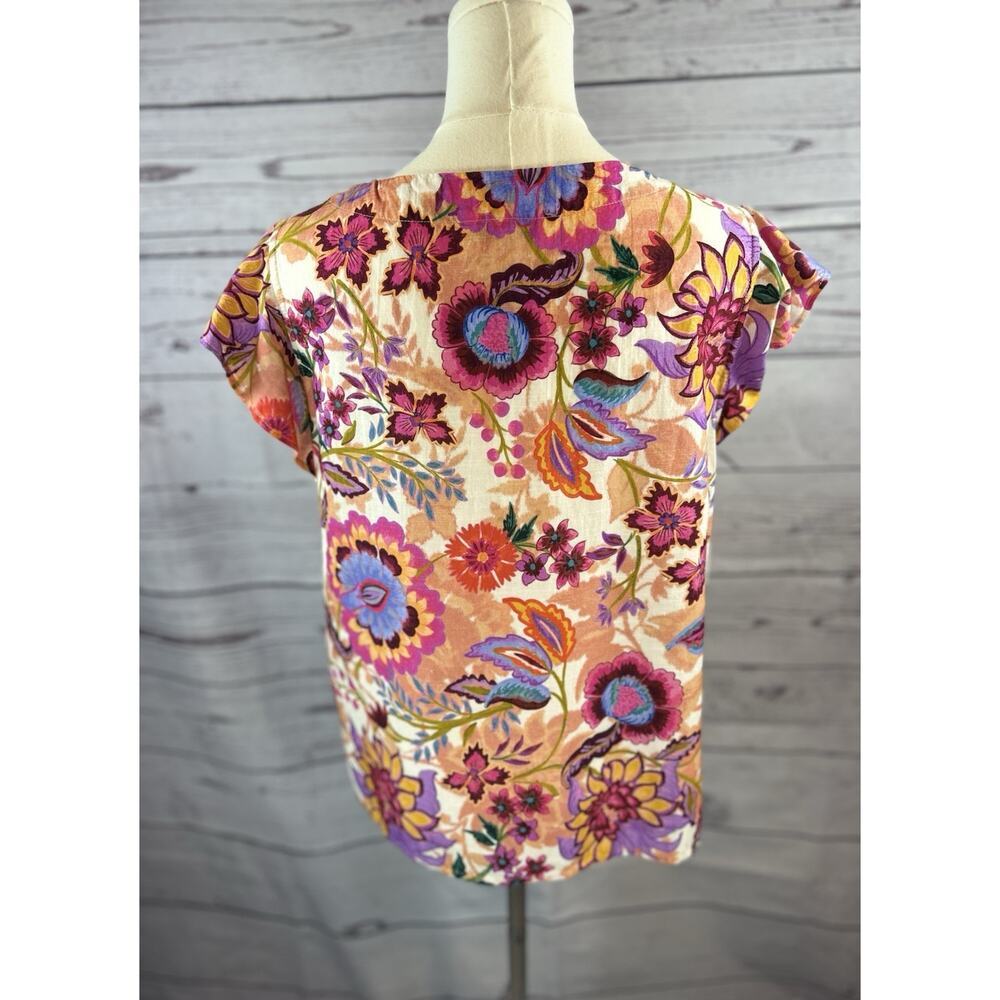 Liverpool Los Angeles Floral Blouse Women S Multicolor Cotton Blend Boho - Picture 4 of 6